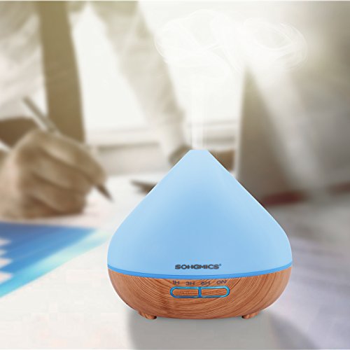 Songmics Aroma Diffuser Luftbefeuchter Aromatherapie Duftlampe Ultraschall 300 ml mit LED 7 Farben Abschaltautomatik Farbewechsel leiser Betrieb für Yoga Spa Salon Schlafzimmer Wohnzimmer Babies Kinderzimmer Büro etc. weiß FAD07T - 5