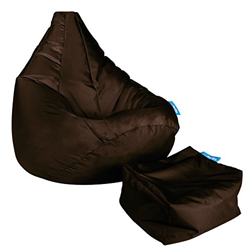 Highback Gaming Sitzsack Loungesessel Mit Passendem Hocker – Braun - 3