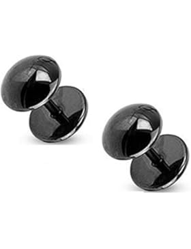 Paar 8mm Edelstahl, Uni Schwarz Fake Ohr Plug Ohrringe