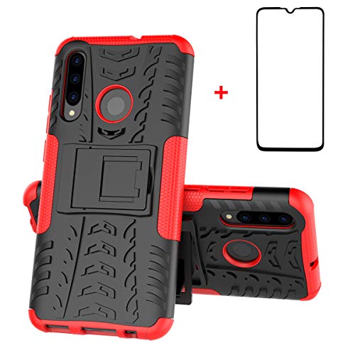 XINYUNEW Funda Huawei P Smart Plus 2019, 360 Grados Protective+Pantalla de Vidrio Templado Caso Carcasa Case Cover Skin móviles telefonía Carcasas Fundas para Huawei P Smart Plus 2019-Rojo