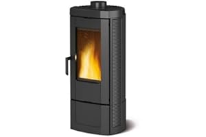 SONY PICTURES Stufa Interamente in ghisa Smaltata ad Alto rendimento Termico, focolare in ghisa con Sistema di Post combustione. Vetro ceramico Resistente a 750°