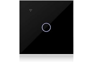 KETOTEK WIFI-brytare Svart 1-vägs 1-gångs Kompatibelt med Alexa, Smart Beröringsbrytare med Anslutning för Styring via Tuya/S