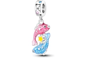 TINSLO Charme Pearl en argent sterling 925 12 Constellations pour bracelet Pandora Compatible avec les collier et bracelets européens pour femmes et filles PAC251