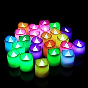 A One Creations LED Flameless and Smokeless Battery Operated Tea Light Candle for Indoor Outdoor Decoration, Multicolour -Pack of 12