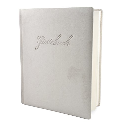 Gästebuch „Indiana“, frost – wunderschönes Gästebuch aus italienischem Wildleder für Ihre Hochzeit, Geburtstagfeier oder Taufe - 2