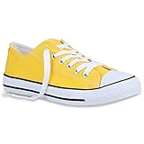 lila chucks herren  Stiefelparadies Damen Sneakers Low Glitzer Turnschuhe Freizeit Flats 156965 Gelb Weiss 37 Flandell