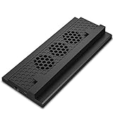 MoKo Xbox One S Ventilador - Incorporado 3 Speed Cooling Fans con 2 USB Puertos de Carga & Sincronización de Datos / L & H Velocidad Soporte Vertical para Xbox One S Gaming Consola, Negro