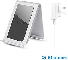 Wireless Charging Stand, CHOETECH Premium 3 Coils Aluminum Alloy Qi Wireless Charger with Adapter for Samsung Galaxy Note 7, S7 S7 Edge S6 Note 5 and all Qi Enable Devices