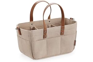 Neckip Baby Caddy Nappy Organiser Bag Storage Bin with Handles and Changeable Compartments