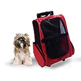 Transportin Carrito Perro 2 en 1 Mochila Carrito 35x27x49 cm Mascotas Perro Gato Rojo