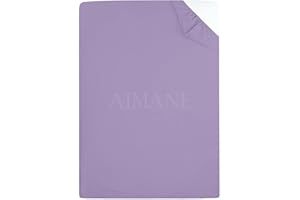 AIMANE® Single Fitted Sheet 90 x 190 CM Non Iron Percale Easy Care Poly Cotton Fitted Bed Sheet Perfect for Single Size Mattress (Lilac)