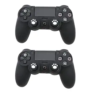 2 Pcs Silicone Controller Cover Anti-Slip Controller Skin Cover for PS4 Controller(Black)