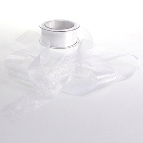 Dekoband Organza B 40mm L 25m Schleifenband Organzaband Schleife Band Hochzeit, Farbe:weiß