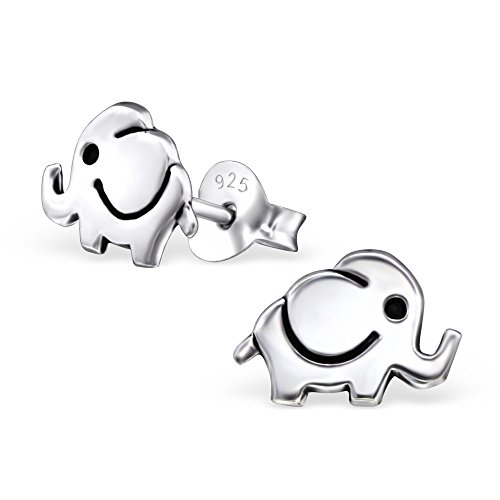 Pendientes de tuerca de elefante – 925 de plata – tamaño: 9 mm x 6 mm – caja de regalo libre – la rosa y plateado compañía – rs0214