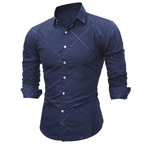 Preisvergleich Produktbild Herren T-shirt Xinan Print Slim Langarm Top Bluse (L, Marine)