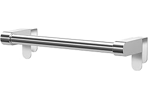 VEHHE Over Door Towel Rail, Silver Extendable Kitchen Towel Holders, Stainless Steel Towel Rail with Adjustable Hook, Hand Towel Holders for Kitchen Cupboard and Bathroom Cabinet (22.5cm-38.5cm)