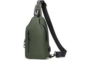 Lidxfeo Anti-Diebstahl Multipurpose Crossbody Bag, Wasserdichter Brusttasche Chest Bag Herren, Schultertasche mit USB Ladeanschluss, Mehrere Taschen Sling Rucksack, für Wandern, Reisen, Klettern usw