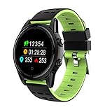 UKCOCO Sport Smart Watch mit GPS Kamera Unterstützung Pulsmesser Stoppuhr Tacho Bluetooth Smartwatch Activity Tracker für Android IOS Telefon (Schwarz + Grün)