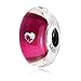 Produktbild EMOSAN 2017 Valentinstag Neue Murano Glasperlen passend für Pandora Armbänder 925 Sterling Silber, Cerise Herz Glasschmuck Charms