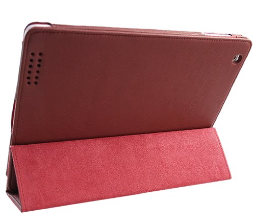iTALKonline PADWEAR ADVANCED Exekutive MAROON ROT Wallet Case Stand mit TRI-FOLD SMART TILT und magnetischen Schlaf Wake Sensor Funktion für Apple iPad 2 2nd generation (Wi-Fi and Wi-Fi + 3G) 16GB 32GB 64GB - 3