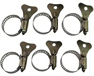 Beauty Tool Adjustable 1.25 Inch Diameter Stainless Steel (Metal) Hose Clamp, Range Turn Key Clamp, Pipe Clamp, Worm Gear Clamps Ideal for Plumbing, Automotive and Mechanical Applications | Pack Of 6 | (Silver Color)