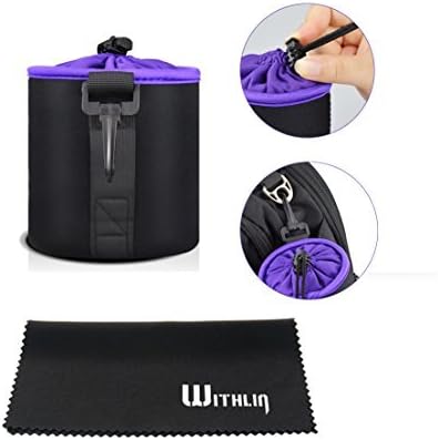 WITHLIN Small Thick Camera Lens Case Soft Plush and Neoprene Pouch for Camera SLR DSLR Lens (Canon Nikon Fuji Panasonic Sony Olympus Pentax, etc) (S)