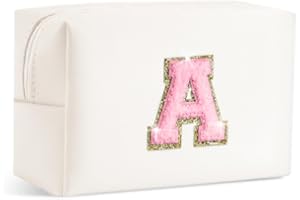 SEFORICO Small Makeup Bags for Women - Waterproof Leather Cosmetic Bag A-Z Personalized Bag Portable Travel Women's Purse