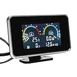 Fácil instalación. SODIAL 4-En-1 LCD Coche LCD Digital Medidor de Presión de Aceite del Instrumento Voltímetro Medidor de La Temperatura del Agua del Medidor de Combustible Combinado Reloj M10