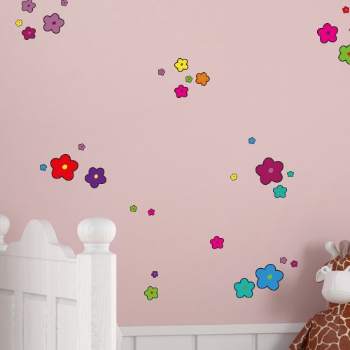 Wandkings Blumen Design 5 Wandsticker Set, 68 Aufkleber, 2 DIN A4 Bögen, Gesamtfläche 60 x 20 cm - 5