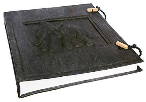 Life Arts Elefante Álbum de Fotos de Corteza Hecho a Mano Grande Ceniza