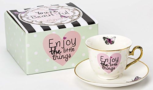 Butterfly Porcelain Tea Cup and Saucer Ladies Gift Boxed