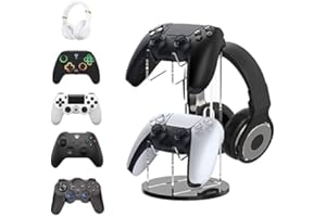 Erlsig Universal Game Controller Holder, Controller Holder Stand Accessories and Headphone Holder for Xbox One Switch PS4, Black