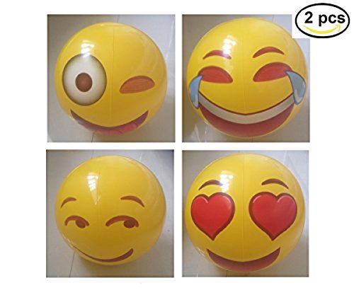 Emoji Inflatable Beach Ball Outdoor Fun Sport Toy Ball/ 2 PCS