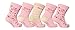 5 Pairs BE11 Baby Elle Girls Pink Hearts Ankle Socks (0-2.5(6-12 Months))