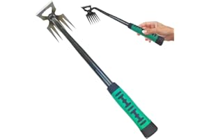 ENITMOR 2025 Upgraded Weeding Tool, Handle Weed Remover, Premium Carbon Steel & Silicone Handle, 5/6/11 Teeth Options, Ergonomic Design for Garden Yard Patio Lawn Weeding (36cm 6Teetn)