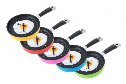 Pfannenuhr Pfannen Uhr mit Spiegelei Wanduhr Küchenuhr „Pan Wall Clock“ in Gelb - 2