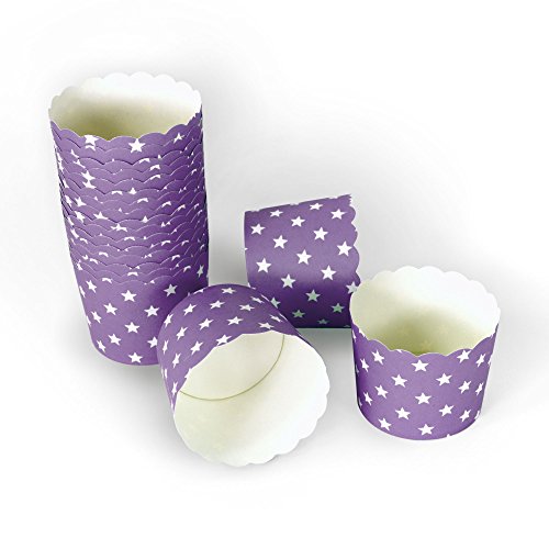50 Frau Wundervoll Muffin Backformen aus stabilem Papier, groß Ø 6,1 cm, lila/ flieder mit weißen Sternen / Muffinförmchen / Cupcake Backformen / Muffindeko Frau Wundervoll
