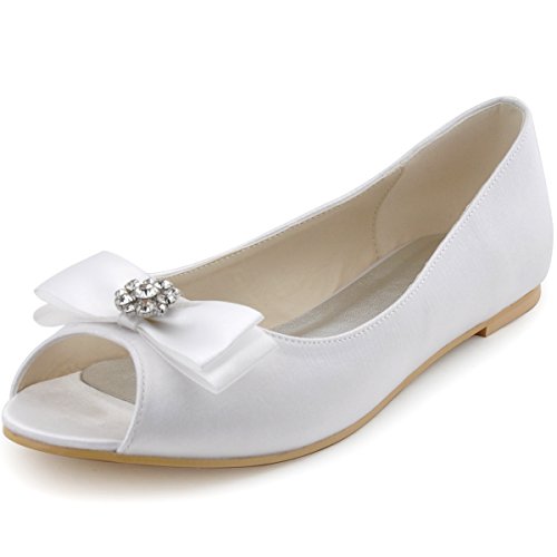 Elegantpark Ep11102 Womens Peep Toe Rhinestones Bow Satin Wedding