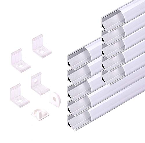 KingLed - Profil en Aluminium de 1 Mètre pour Bandes LED Avec une Base PCB de 12 Millimètres Maximum. (Couvertures Opaques, 10 Perfiles Angulares 1616)