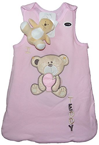Baby 2.5 tog Sleeping Bag 0-6m and 6-12 months Side Zip Pink Blue and Unisex (6-12 months, Pink Teddy)