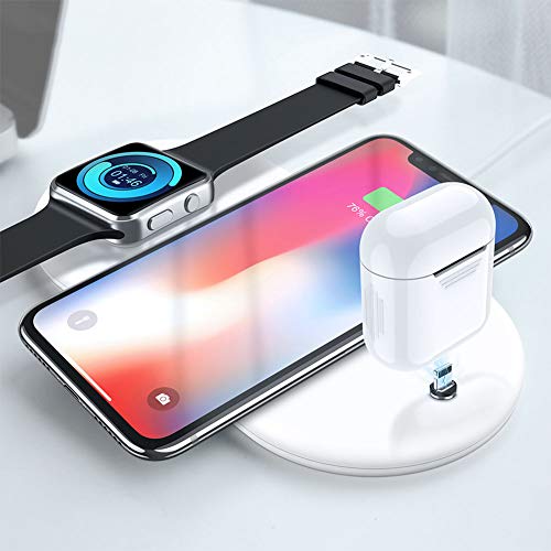LanLan 3 en 1 Cargador inalámbrico para iPhone X XR XS MAX/Watch/AirPods Mobile Phone, Cargador Multifuncional Carga rápida para Samsung