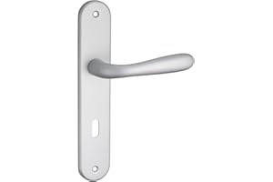 THIRARD - Set Maniglie per Porta Camera Goccia con Foro Chiave - Quadro 7 mm - Interassi 195 mm - Cromato Satinato - Placche Alluminio Stampato - Maniglie Alluminio - Grigio