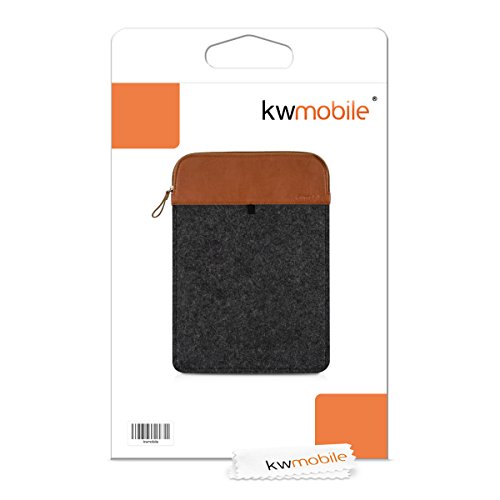 kwmobile Laptoptasche Filz Sleeve für 12,5″ 13″ 13,3″ Laptop / Ultrabook – Notebook Tasche Schutzhülle Laptop Case Hülle in Dunkelgrau Braun Innenmaße: ca. 36 x 26 cm - 5