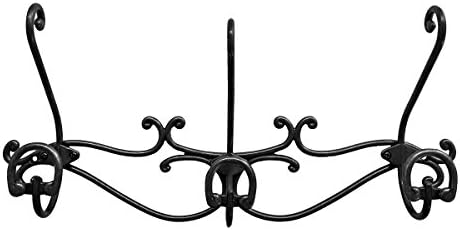 Headbourne 8061E 16" Over The Door Metal Hook Rail / Coat Rack with 3 Double Hooks and Black Nickel Finish