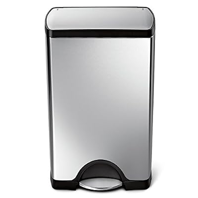 simplehuman CW1814 poubelle rectangulaire à pédale, acier inox brossé anti-traces 38 L
