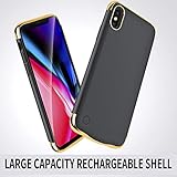 【Präzise Ausschnitte für volle Funktionen】: Ausgezeichnete Produktion für Smartphone-Funktionen wie Ladeanschluss, Lautsprecher und Mikrofon. Das LED-Display zeigt die verbleibende Leistung in der Abdeckung des iPhone X iPhone Xs AkkuHülle an, um ein Handygehäuse ohne Strom zu vermeiden.