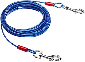 RvPaws 15ft Dog Tie Out Cable, Tie-Out Cable for Pet Dogs Up to 60 Pounds-1 Piece (Color May Vary)