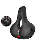 √ Material premium: los asientos de bicicleta están hechos de espuma de alta calidad y acolchado de gel de sílice, cuero de PU impermeable antideslizante y rieles de acero inoxidable.