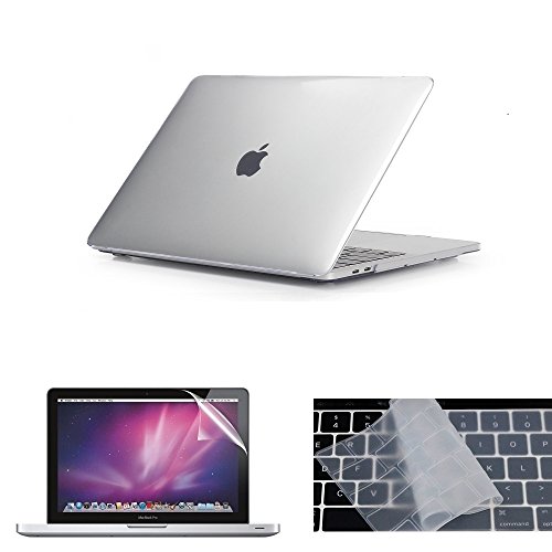 i-Buy Matte Gummierte Harte Schutzhülle Hülle für Macbook pro 13 Zoll mit Berührungsbalken(2016.10 Veröffentlicht,Modell A1706)+ Schutzfolie + Silikon Tastaturschutz - Klar