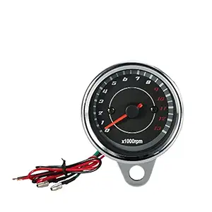 Anself 12V Universal Motorcycle Tachometer Meter LED Backlight 13K RPM Shift